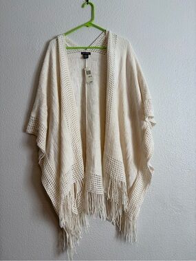 Max Edition Cream Open Knit Fringe Cardigan
